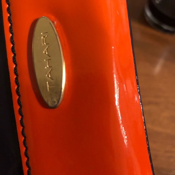 Tahari orange and blue small zippered wallet travel passport - Picture 11 of 16